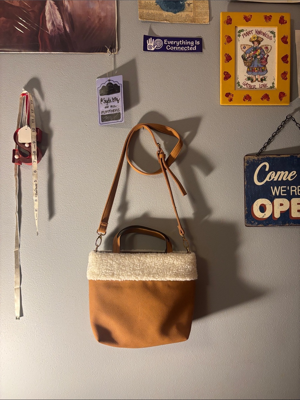 tan & fleece crossbody bag // Nanette Lepore Tan Crossbody Bag